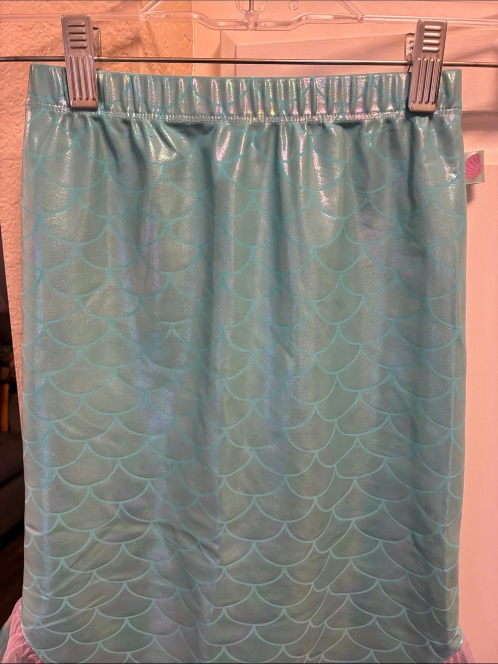 Girls Disney Little Mermaid Aqua Mermaid-Scale Skirt w/ Tulle Ruffle hem